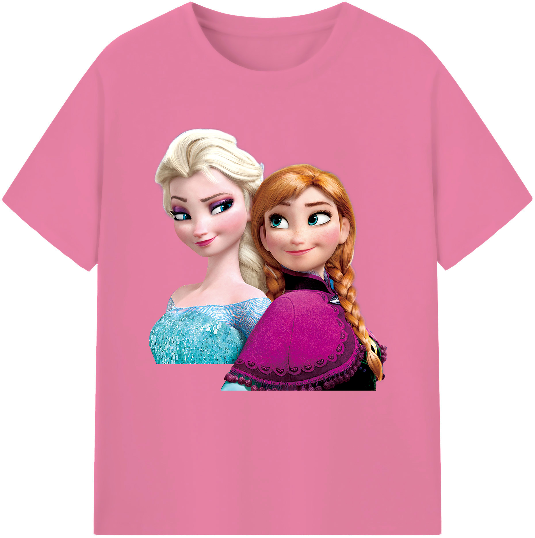 （画像用） アナと雪の女王 アンナ エルサ Frozen Anna Elsa 綿100％半袖Tシャツ（フロントプリント）